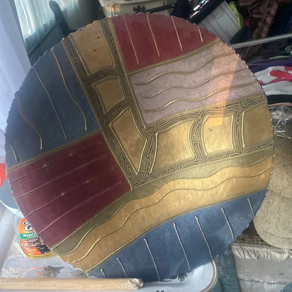 Signed Fabulous detail Very large decorative paper disk or dish or wall hanging